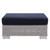 Conway Sunbrella® Outdoor Patio Wicker Rattan 2-Piece Armchair and Ottoman Set EEI-4354-LGR-NAV