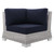 Conway Sunbrella® Outdoor Patio Wicker Rattan 7-Piece Sectional Sofa Set EEI-4362-LGR-NAV