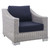 Conway Sunbrella® Outdoor Patio Wicker Rattan 4-Piece Furniture Set EEI-4359-LGR-NAV
