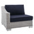 Conway Sunbrella® Outdoor Patio Wicker Rattan 5-Piece Sectional Sofa Set EEI-4357-LGR-NAV
