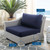 Conway Sunbrella® Outdoor Patio Wicker Rattan Left-Arm Chair EEI-3975-LGR-NAV