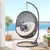 Hide Outdoor Patio Sunbrella® Swing Chair With Stand EEI-3929-GRY-WHI