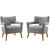 Sheer Upholstered Fabric Armchair Set of 2 EEI-4082-LGR