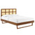 Sidney Cane and Wood Queen Platform Bed With Angular Legs MOD-6369-WAL