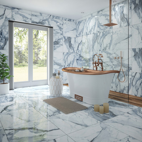 Tuscany Blue Gloss Marble Effect Tiles in Liverpool