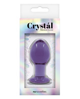 Crystal Premium Glass Plug - Medium - Purple - Packaging