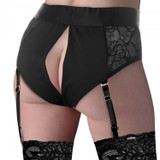 Strap U Laced Seductress Lace Crotchless Panty Harness with Garter Straps - Small/Medium