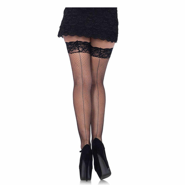 Plus Size Fishnet Stockings with Back Seam