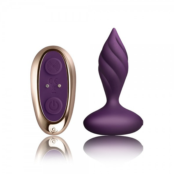 Rocks Off Desire Rechargeable Silicone Anal Plug with Remote Control - Purple/Rose Gold