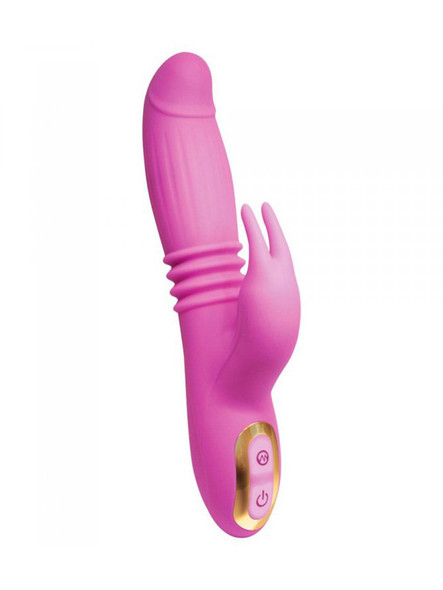Inmi Lil' Swell 35X Thrusting & Swelling Rechargeable Silicone Rabbit Vibrator - Pink