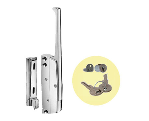 KASON 0056 POLISHED CHROME LOCKING HANDLE KIT WITH 3/4 TO 1 1/2 STRIKE,  0481 6 INSIDE RELEASE, AND HARDWARE KIT