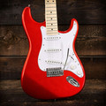 EastCoast ST1 Electric Guitar in Red with Maple Fretboard - 479507-EastCoast ST1 Electric Guitar in Red wood background.jpg