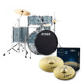 Tama Stagestar 20" Drum Kit in Sea Blue Mist with Hardware & Zildjian Planet cymbals - ST52H5ZSEM (3).jpg