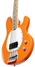 Sterling by Music Man Ray2 StingRay Bass Guitar in Sunrise Orange with Maple Neck - ST-RAY2-SRO-M1-RIGHT-LOWER-BOUT.jpg