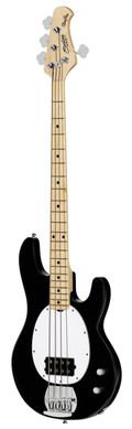 Sterling by Music Man Ray2 StingRay Bass Guitar in Black with Maple Neck - ST-RAY2-BK-M1-ANGLED-RIGHT.jpg