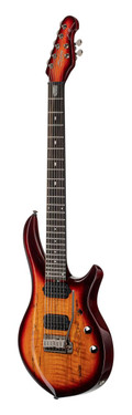 Sterling by Music Man Majesty MAJ270X 7-String Electric Guitar in Spalted Maple Blood Orange Burst  - MAJ270XSM-BOB-ANGLED-RIGHT_compressed.jpg