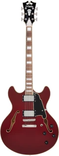D’Angelico Premier DC Semi-Hollow Electric Guitar in Burnt Red - DAPDCBRDNS-Front.jpg