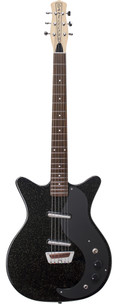 Danelectro Glitter ‘59 Electric Guitar in Black with Gold Glitter - GLITTER59BLKGLD-Front.jpg