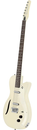Danelectro Vintage Baritone Electric Guitar in Vintage White - VBARVWHT-Angle.jpg