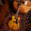 Epiphone Original Sheraton Semi-Hollow Electric Guitar in Natural, Indian Laurel Fingerboard - EOSHNAGH1-Epiphone-Sheraton-Frequensator-Natural-Lifestyle.jpg