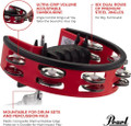 Pearl Ultra Grip Adjustable Volume Tambourine & Mount with Steel Jingles - PTM1050SHR-PTM1050SHR_Front.jpg