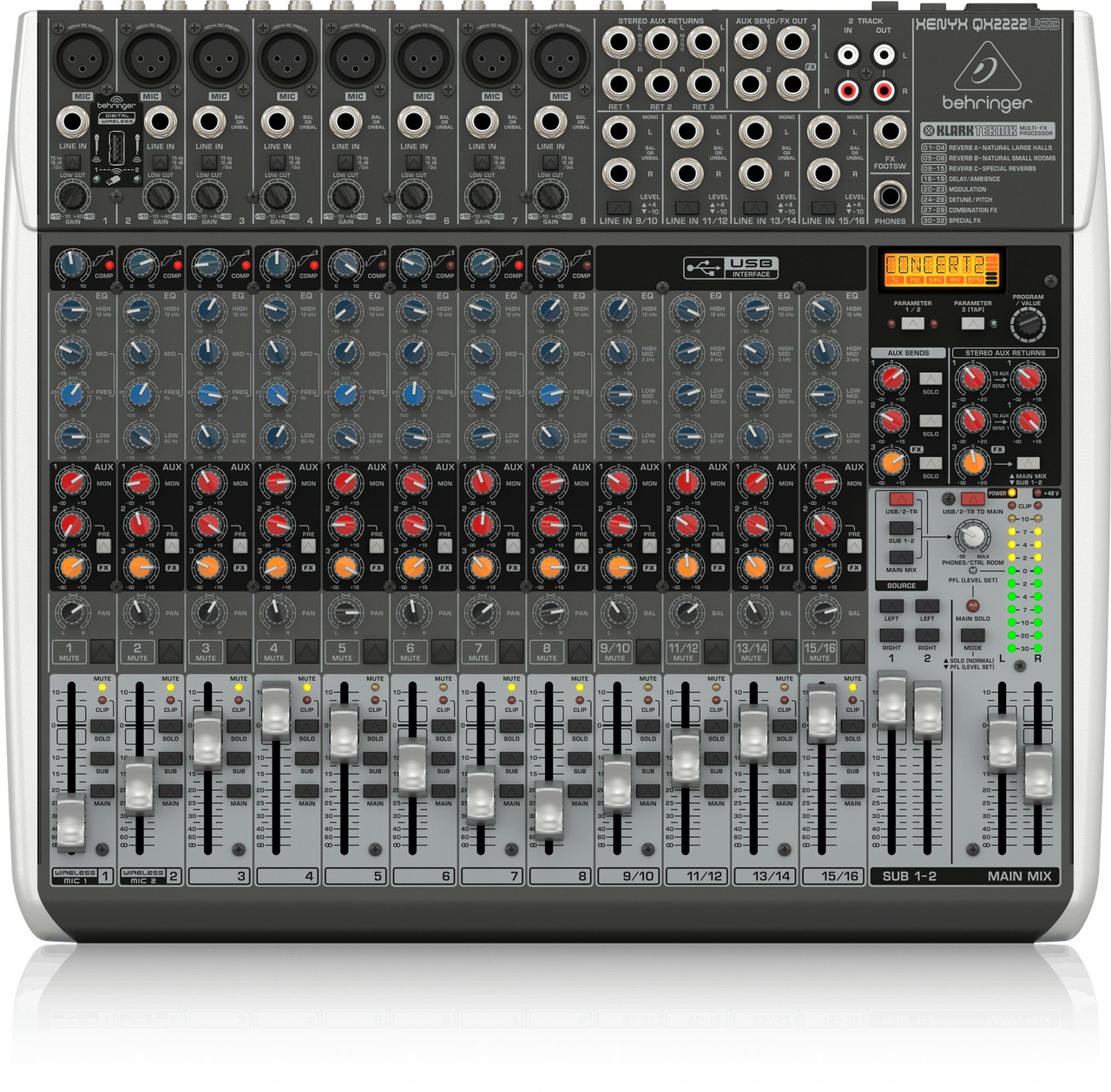 Behringer XENYX QX2222USB Premium 22 Input Bus Mixer - Andertons