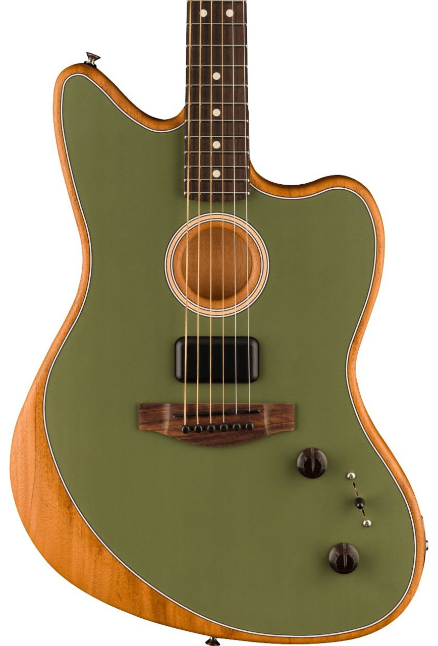 Fender Acoustasonic Player Jazzmaster Acoustic/Electric Guitar in Antique  Olive