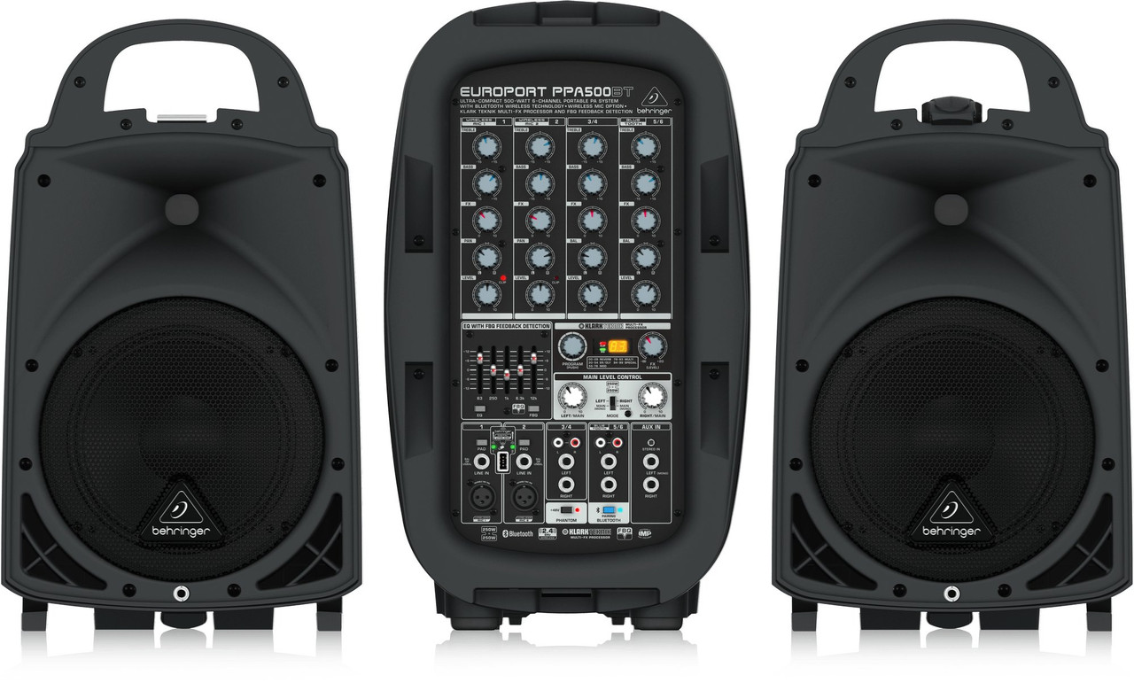 Behringer PPA500BT 500-Watt 6-Channel Portable PA System with