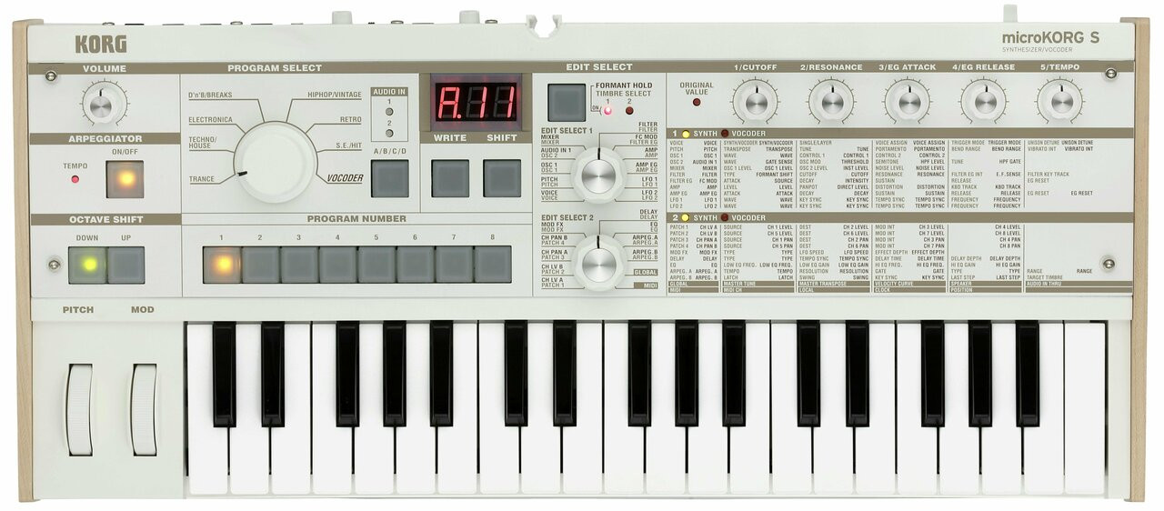 鍵盤楽器 KORG microKORG synthesizer/vocoder Korg MicroKORG S Synthesizer/Vocoder - Andertons Music Co.