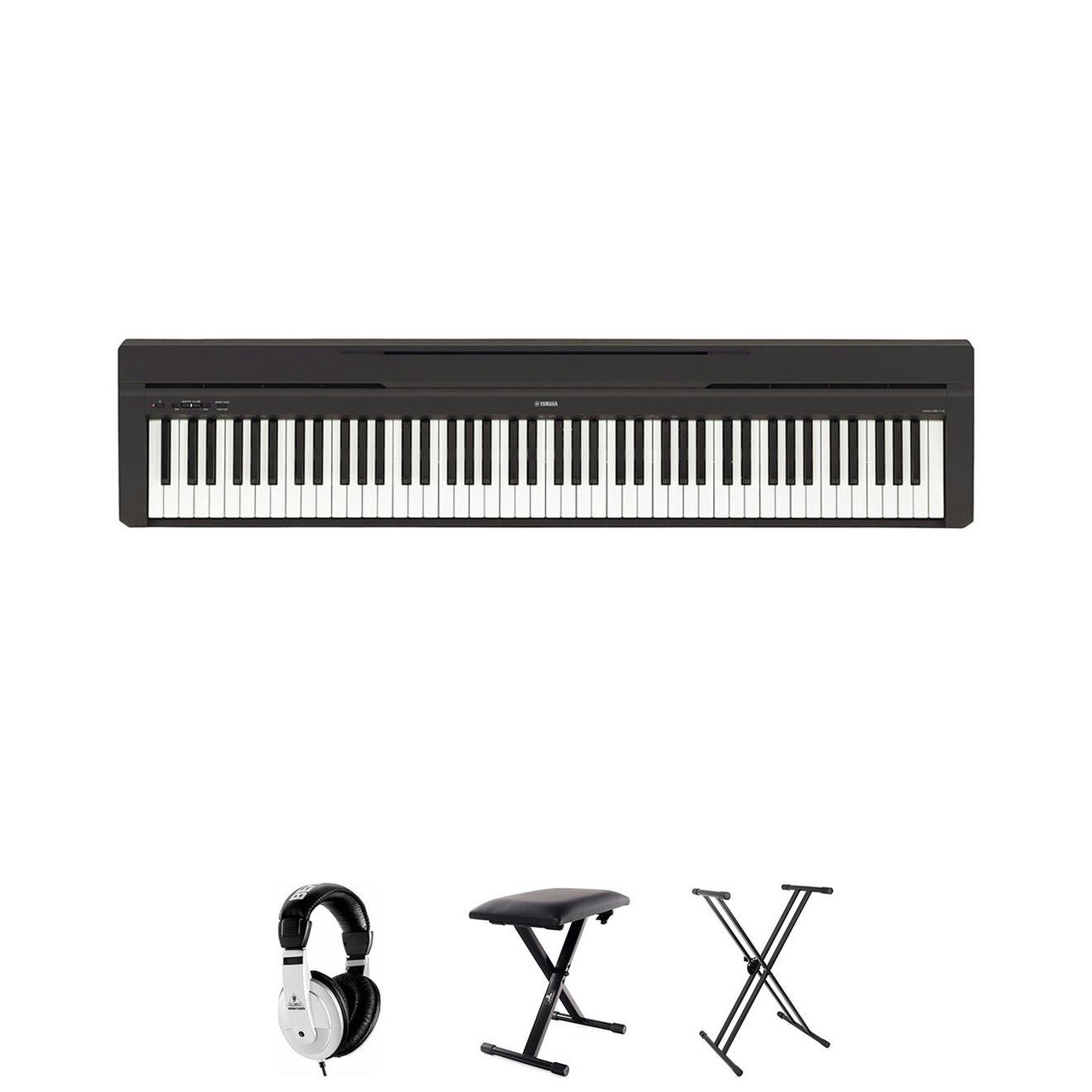 Yamaha P45 Digital Portable Piano in Black with Stool, Stand and