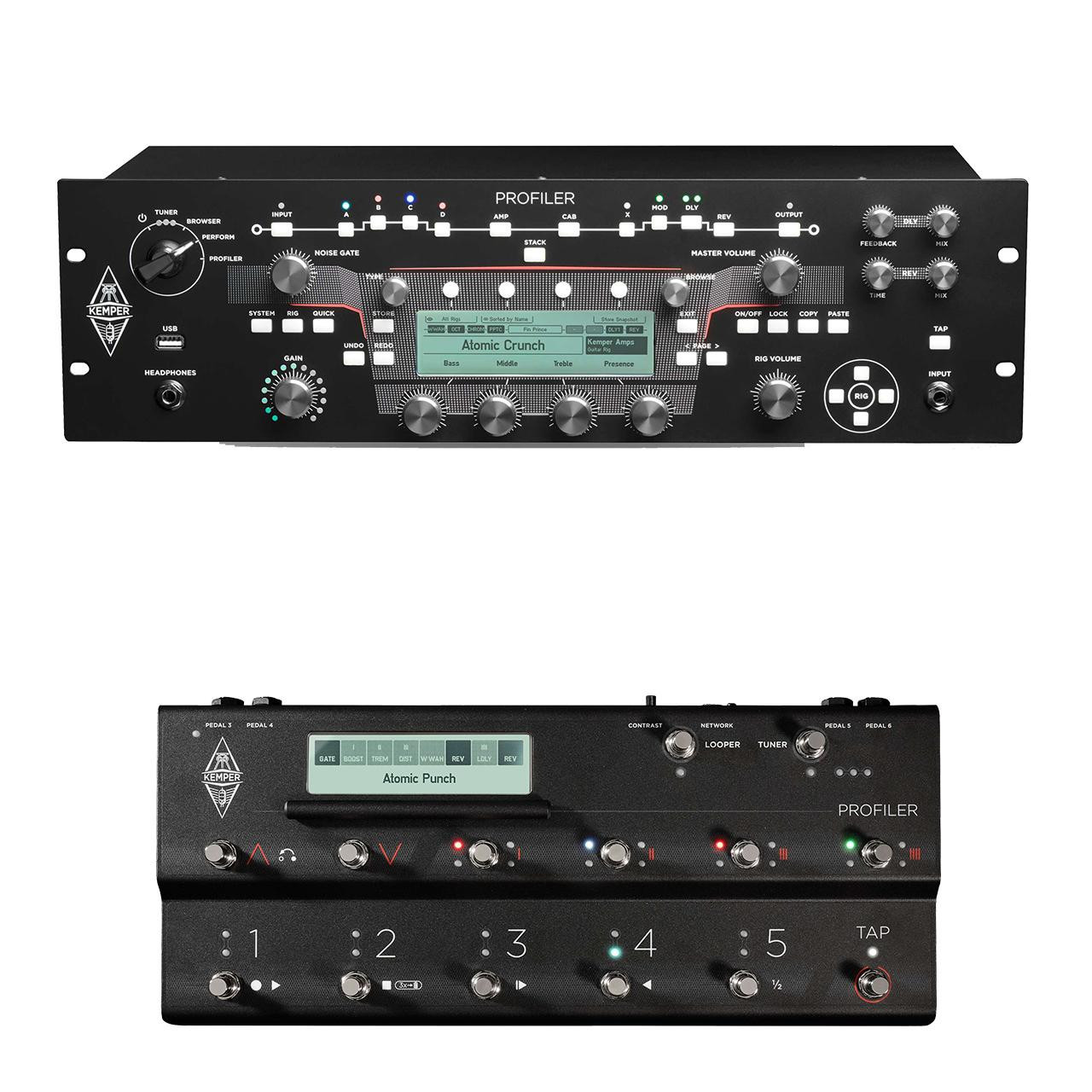 Kemper Profiling Amp Rackmount in Black With Remote Footswitch Set