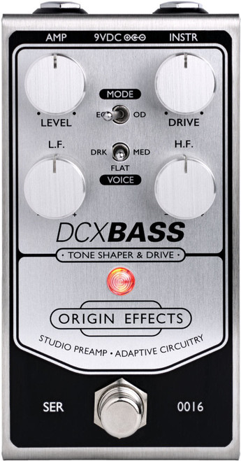 Origin Effects DCX Bass Studio Preamp Pedal - DCXBASS-Origin-Effects-DCX-Boost-Preamp-Pedal-in-Silver-Black-Front.jpg