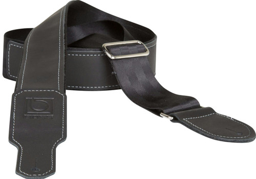 Boss 2 inch black seatbelt with black leather hybrid guitar strap - 387889-1585751697657.jpg
