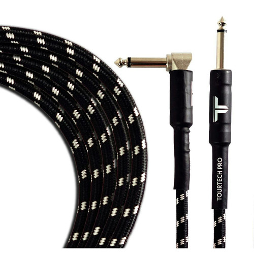 Tourtech 3m/10ft Braided Black & Grey Straight to Angled Guitar Cable - 339463-1560930953564.jpg