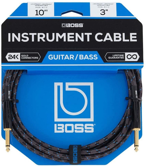 Boss BIC-P10 3 Metre Instrument Cable with Straight Jacks - 448122-BICP10.jpg