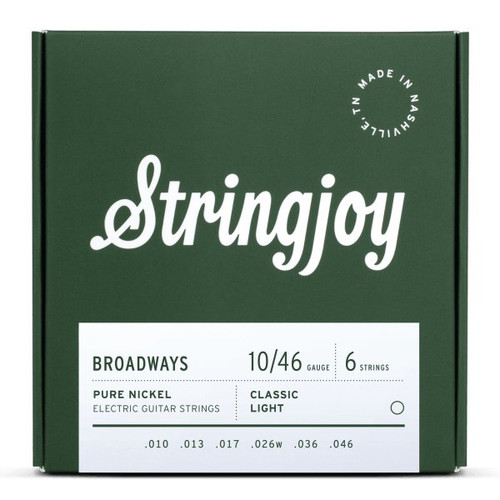 Stringjoy Broadways Classic Light 10-46 Pure Nickel Electric Guitar Strings - 460542-1629288324243.jpg