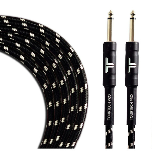 Tourtech 3m/10ft Braided Black & Grey Straight to Straight Guitar Cable - 339462-1560930766843.jpg