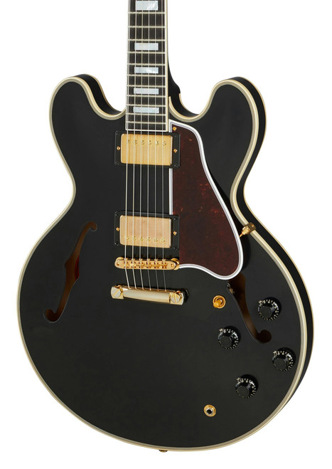 Gibson Custom Shop 1959 ES-355 Reissue Electric Guitar in Ebony - 59ES355VOEBGH1-gibson-1959-es-355-reissue-front-hero.jpg