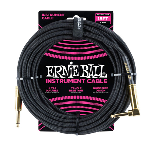 Ernie Ball 18 Braided ft Guitar Cable in Black with Straight Jack to Angled Jack - 444792-P06086.jpg