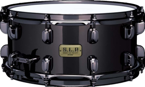 Tama 14" x 6.5" SLP Black Brass Snare Drum - LBR1465-Tama_SLP_Black_Snare_Front.jpg
