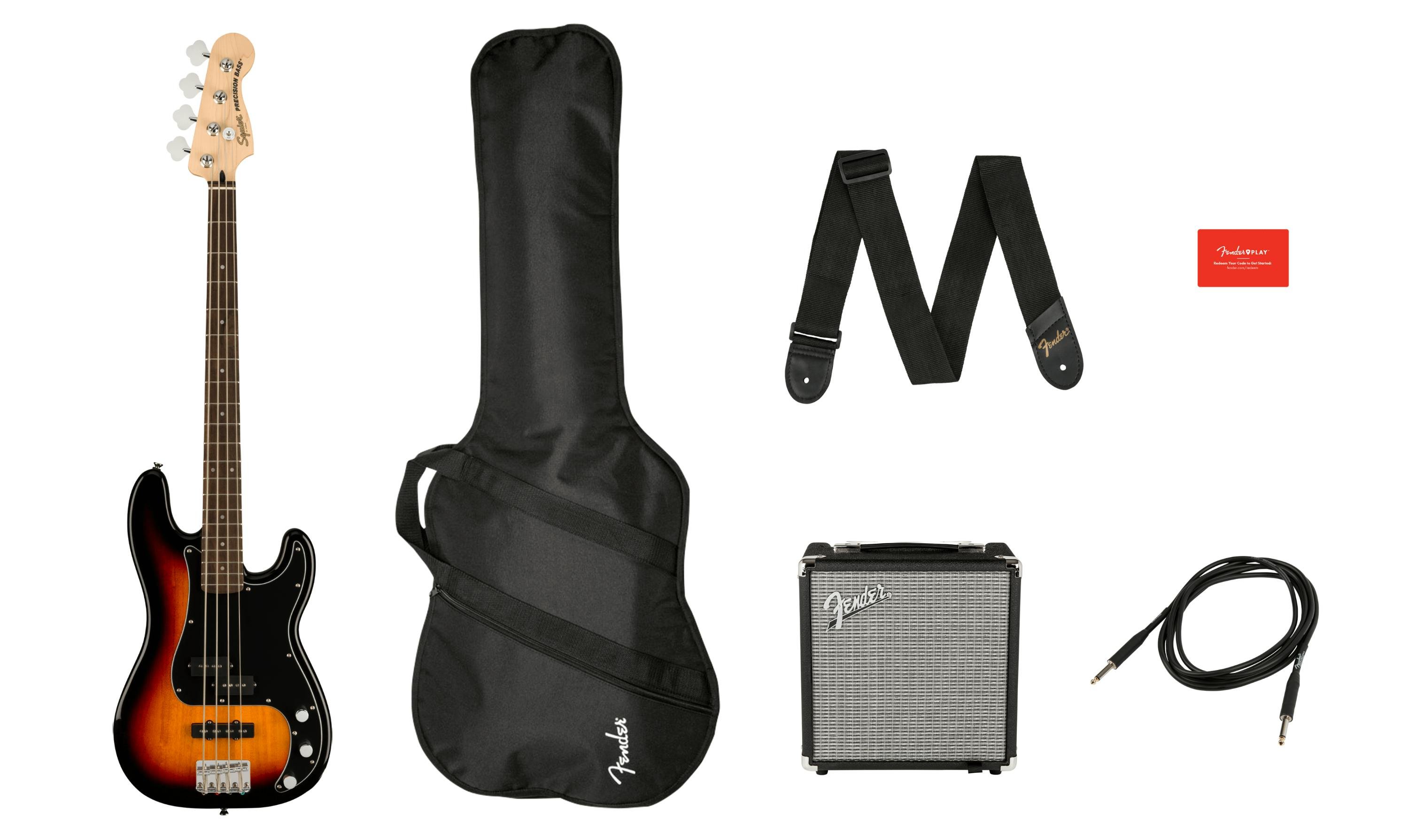 Squier Affinity Precision Bass Guitar PJ Pack in 3-Color Sunburst with Rumble 15W Amp - 439221-1617197321925.jpg