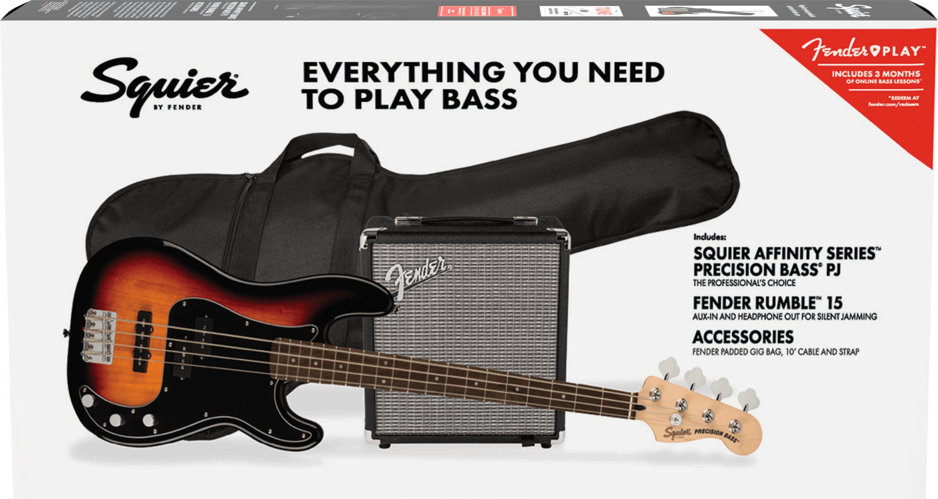 Squier Affinity Precision Bass Guitar PJ Pack in 3-Color Sunburst with Rumble 15W Amp - 439224-1617197354869.jpg