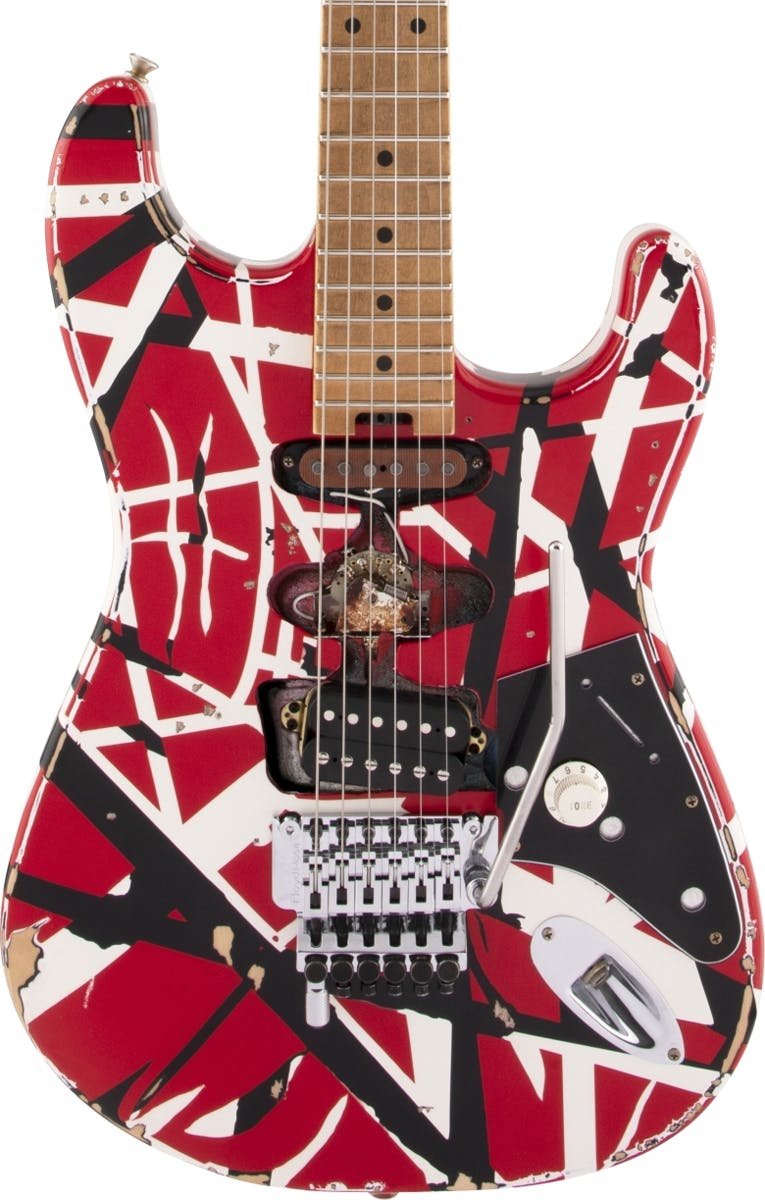 EVH Striped Series Frankie In Red w/ Black & White Stripes - 374454-EVH Striped Series Frankie Red White Black 1.jpg