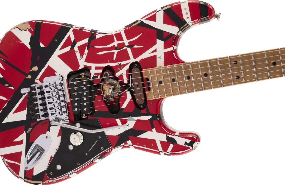 EVH Striped Series Frankie In Red with Black & White Stripes - 374458-EVH Striped Series Frankie Red White Black 5.jpg