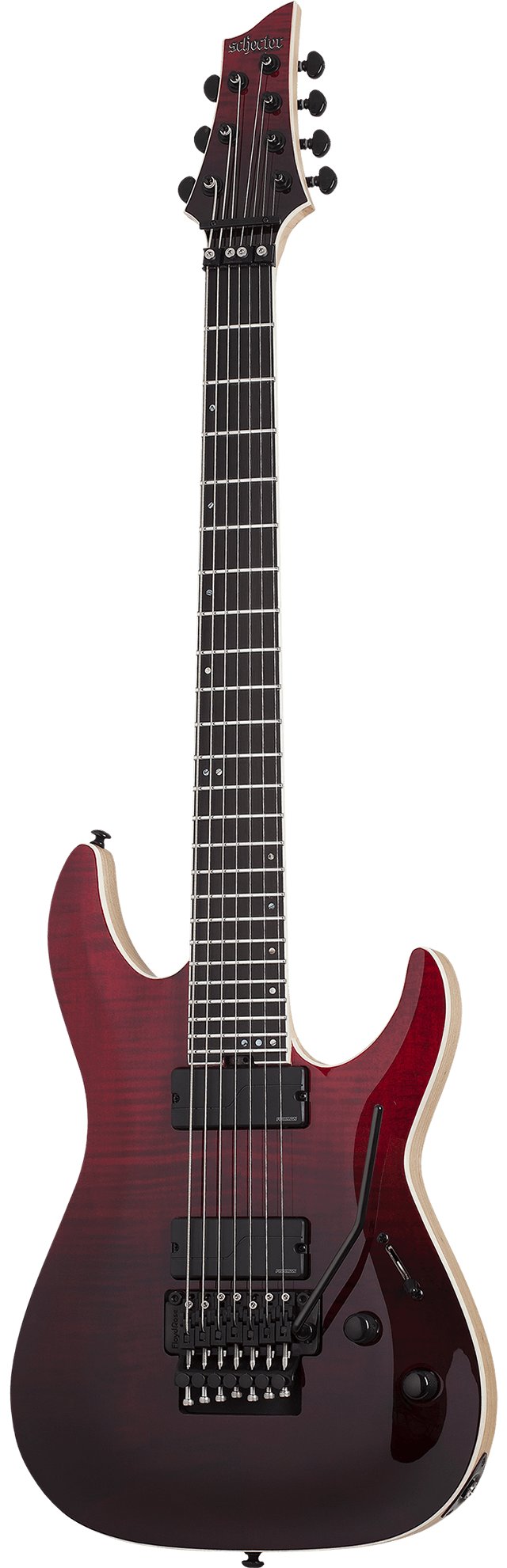 Schecter C-7 FR SLS Elite Electric Guitar in Blood Burst - SCH-GTR-1374-Schecter-C-7-FR-SLS-Elite-Blood-Burst-Angle.jpg