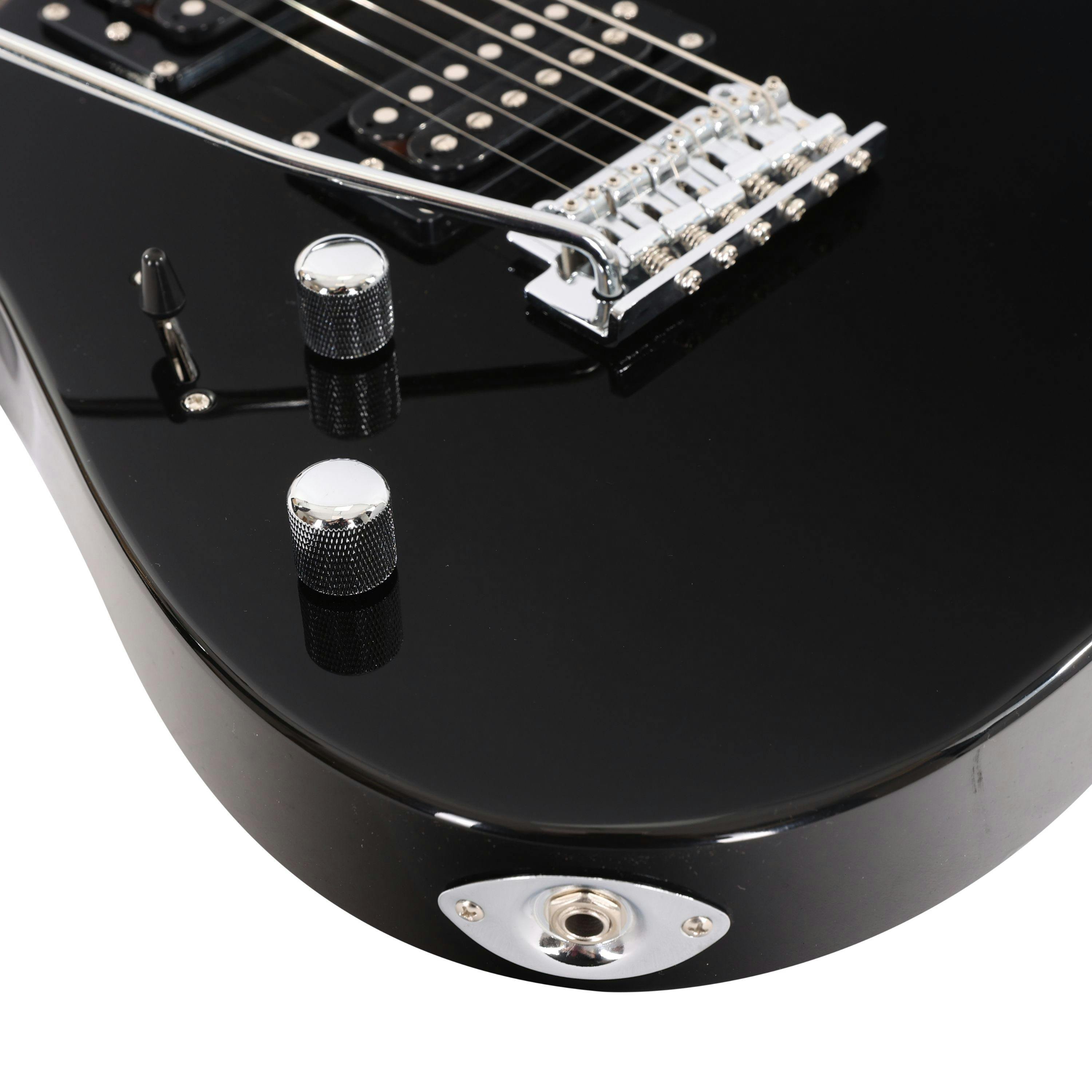 EastCoast HM1 Left Handed Electric Guitar in Black - 477642-EastCoast-HM1-Electric-Guitar-Black-Left-Handed-Controls.jpg
