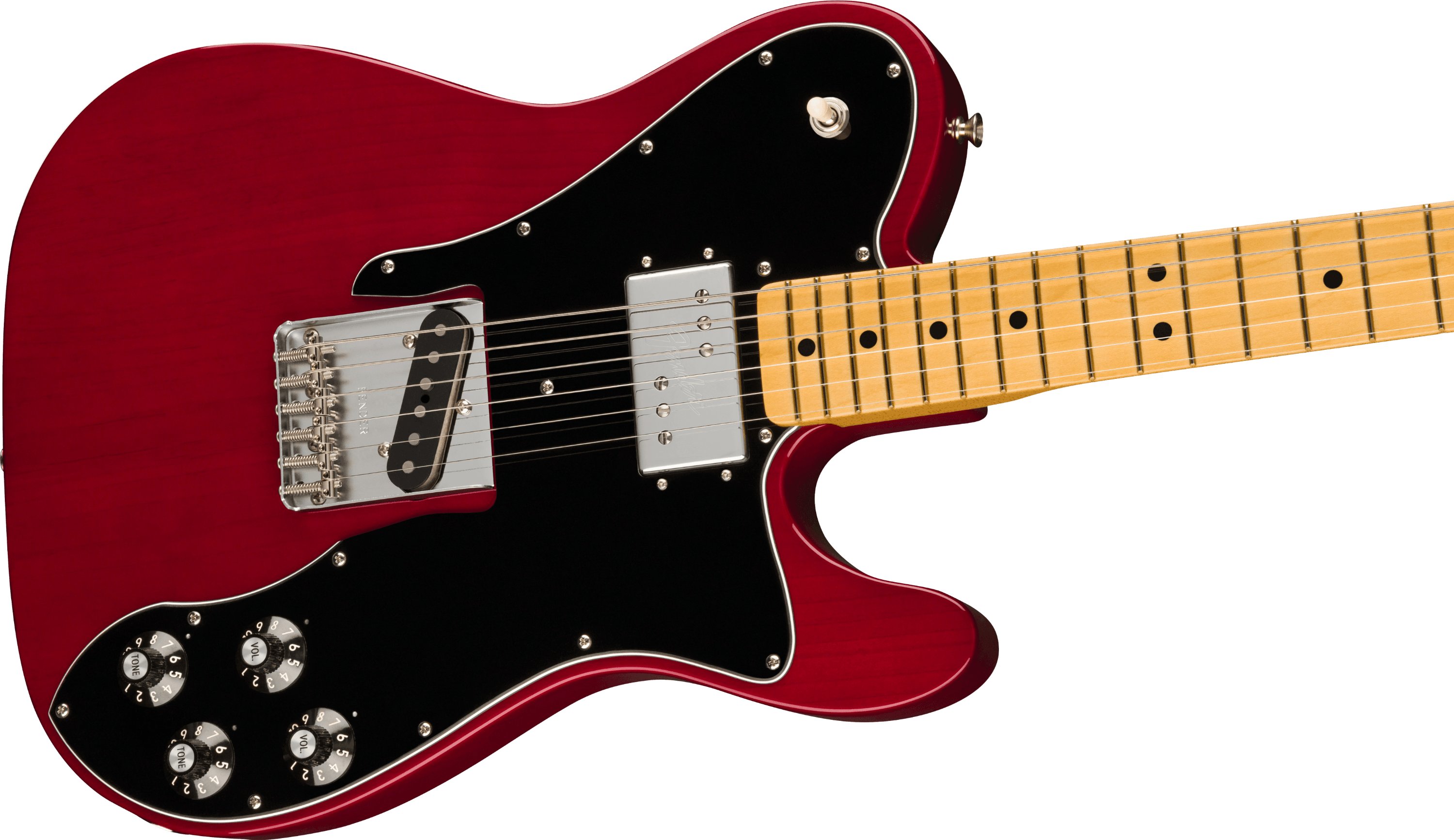 Fender American Vintage II 1977 Telecaster Custom Electric Guitar in Wine Red - 542553-Fender-American-Vintage-II-1977-Telecaster-Custom-Wine-Red-Angle.jpg