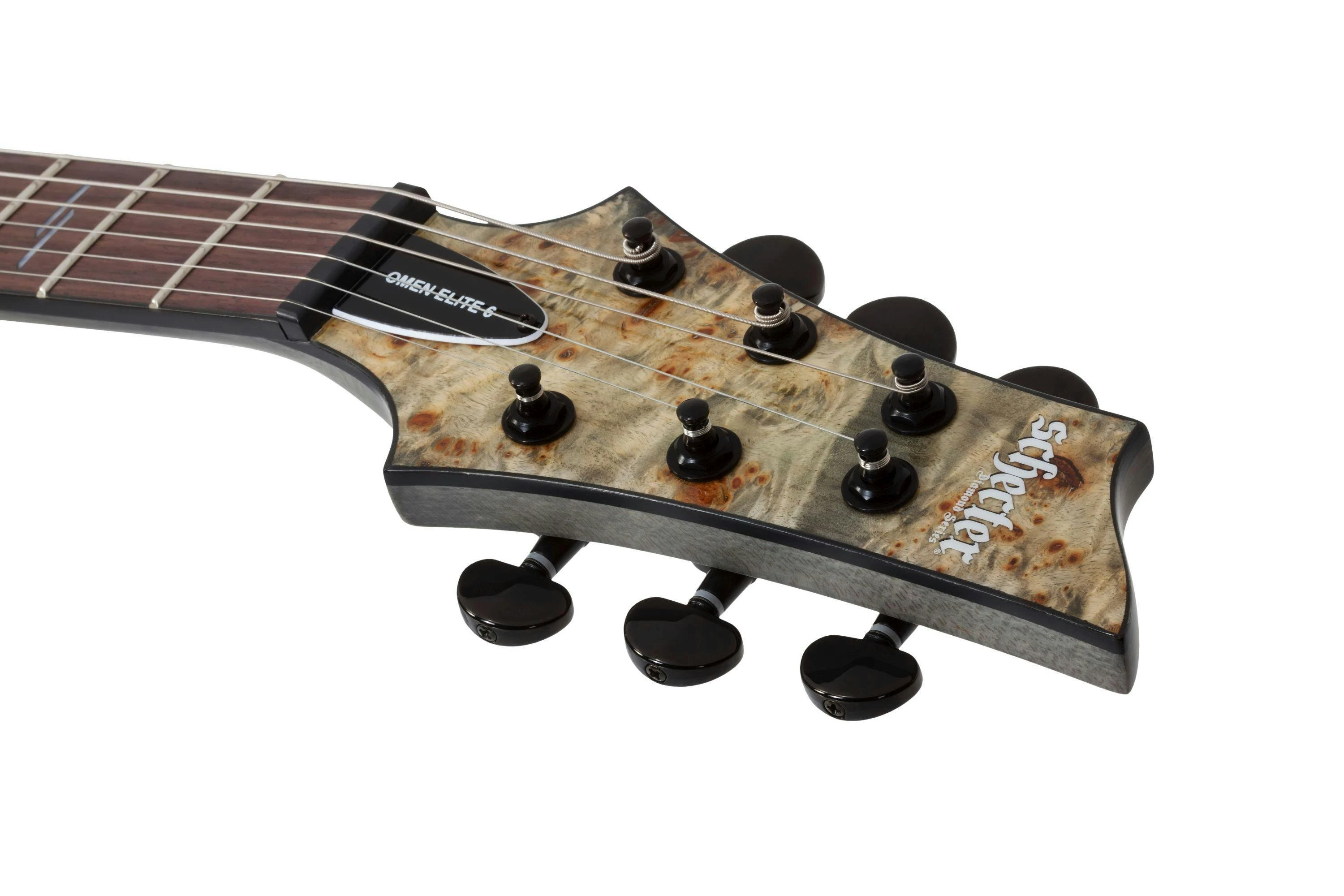 Schecter Omen Elite 6 in Charcoal - 408888-OMEN ELITE-6 CHAR 2451 HEADSTOCK.jpg