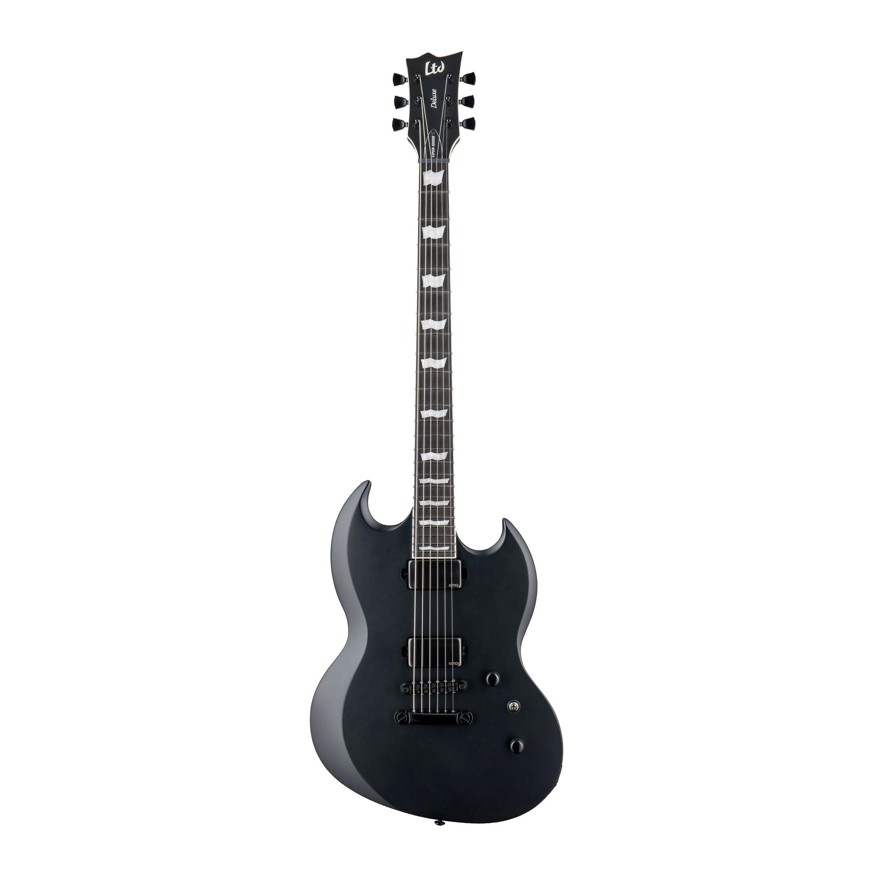 ESP LTD Deluxe Viper-1000 Baritone Electric Guitar in Black Satin