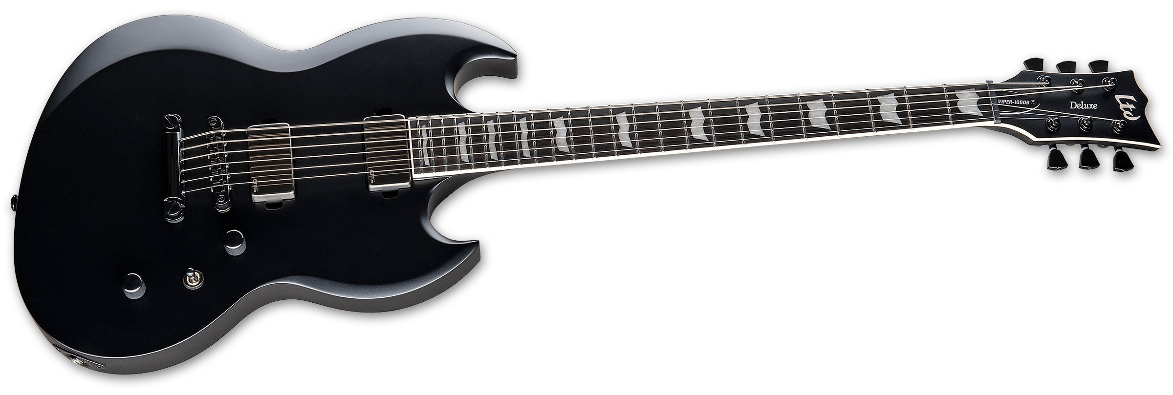 ESP LTD Deluxe Viper-1000 Baritone Electric Guitar in Black Satin